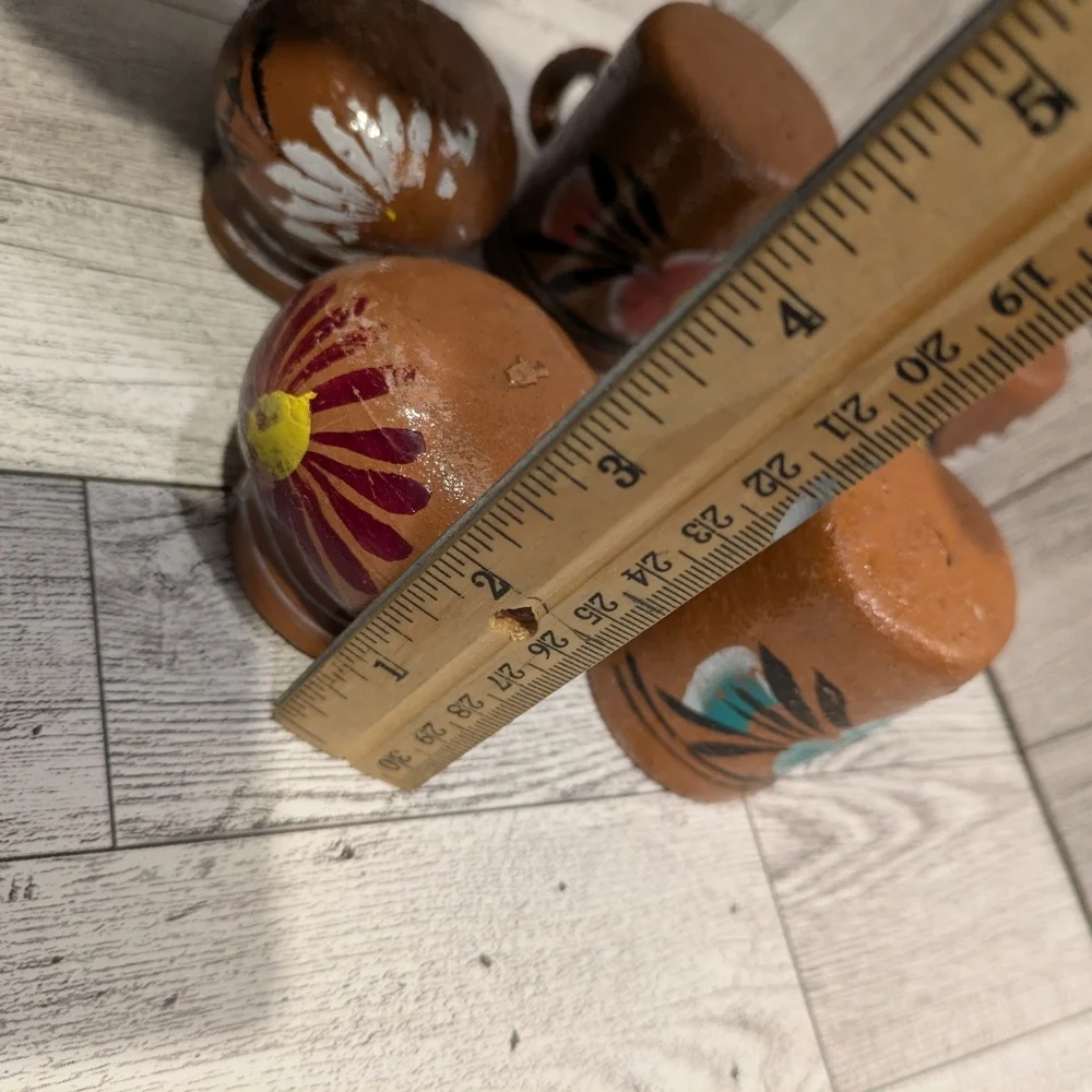 Hand-Painted Terracotta Mini Mugs and Jars - Set of 5